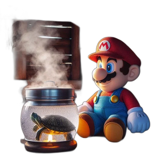 bottle, 3d render, concept art, fire, image, features, lifelike, mario transparent PNG cut-out