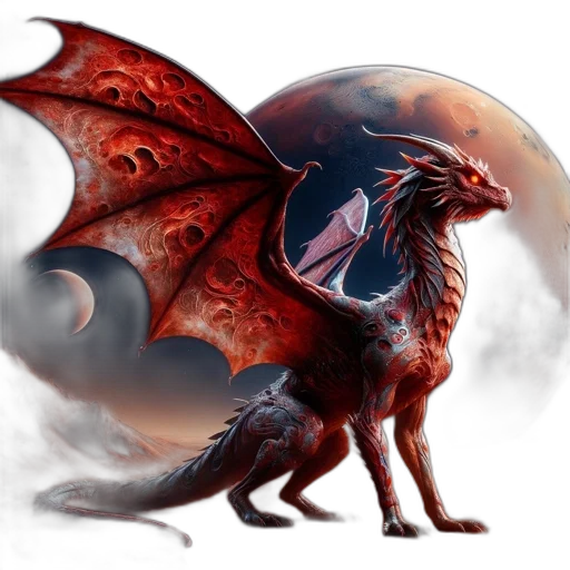 dragon, creature, animal, fantasy art, concept art, photorealistic, pixel art, red transparent PNG cut-out