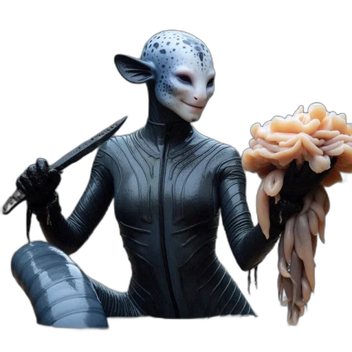mask, creature, food, robot, concept art, 3d render, fantasy art, outer space transparent PNG cut-out