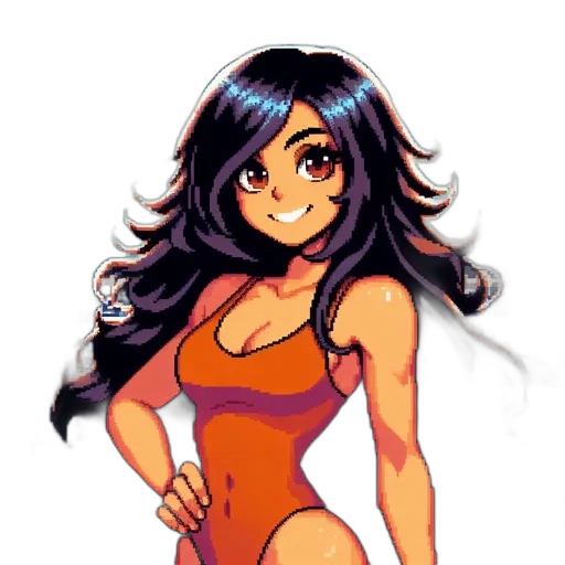 dress, pixel art, cartoon, anime, concept art, neon, colorful, confident transparent PNG cut-out