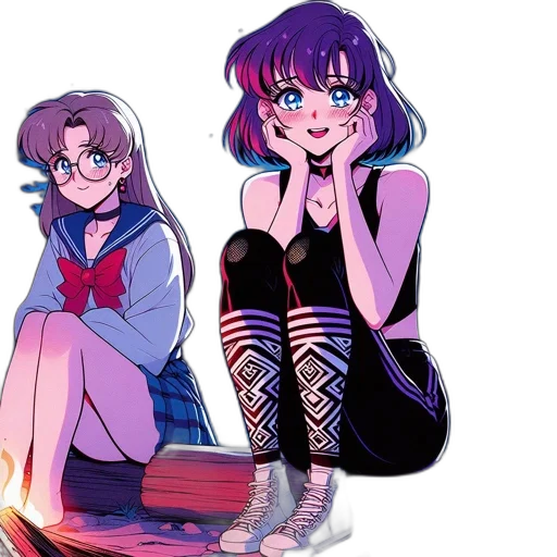 dress, vaporwave, anime, concept art, pixel art, neon lights, colorful, neon transparent PNG cut-out