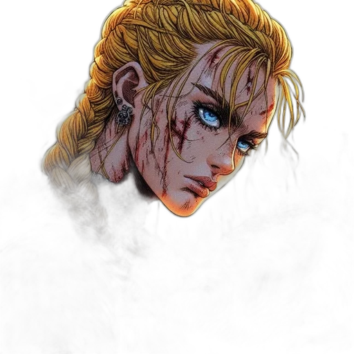 face, mask, hair, creature, comic book art, concept art, fantasy art, watercolor transparent PNG cut-out