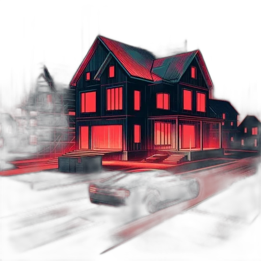 building, car, concept art, 3d render, photorealistic, watercolor, city street, snow transparent PNG cut-out