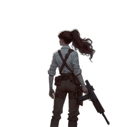 weapon, staff, jacket, sword, concept art, comic book art, pixel art, cyberpunk transparent PNG cut-out