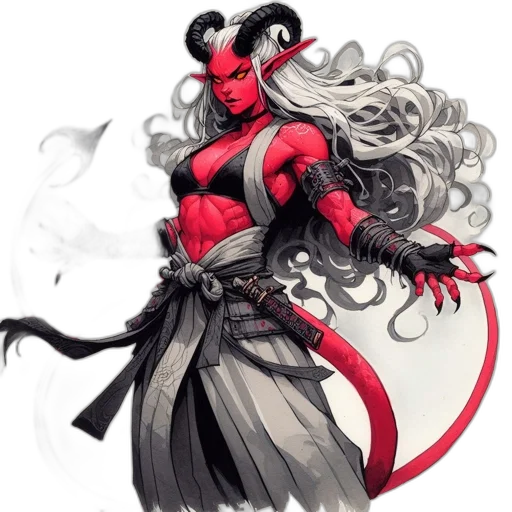 concept art, fantasy art, comic book art, pixel art, red, dark, elven, figure transparent PNG cut-out