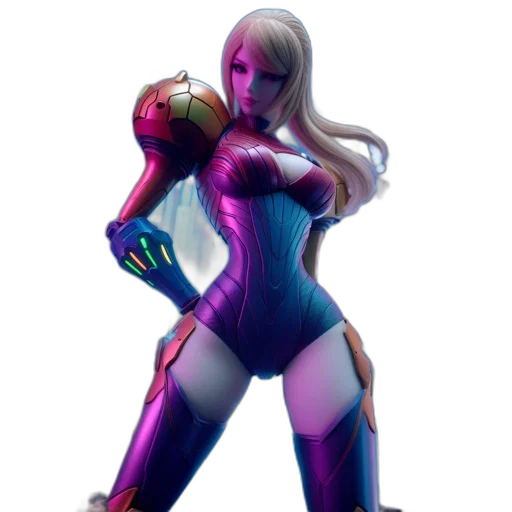 robot, dress, concept art, 3d render, fantasy art, comic book art, neon, animated transparent PNG cut-out