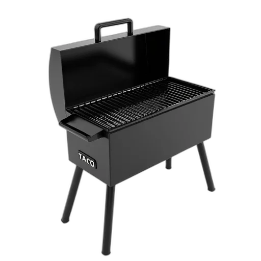 furniture, 3d render, black, modern, sleek, charcoal, grill, shiny transparent PNG cut-out