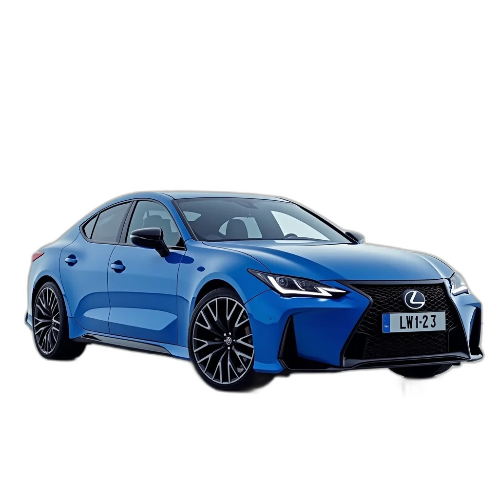 car, 3d render, photorealistic, blue, sedan, sleek, design, modern transparent PNG cut-out