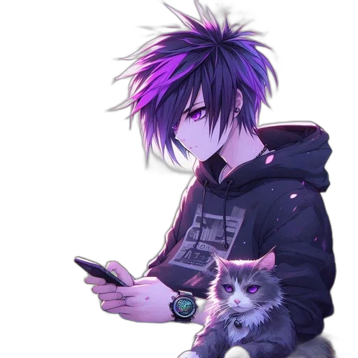 animal, staff, weapon, jacket, cyberpunk, anime, pixel art, concept art transparent PNG cut-out