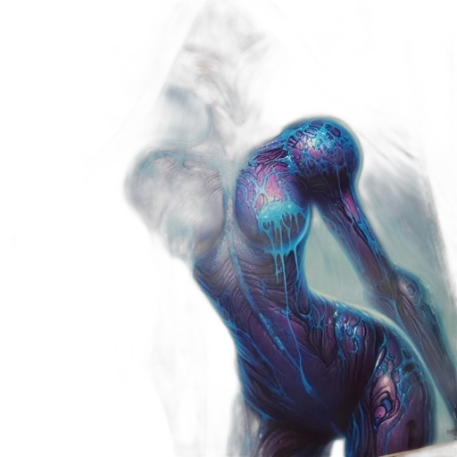 creature, mask, bottle, hair, concept art, 3d render, photorealistic, watercolor transparent PNG cut-out
