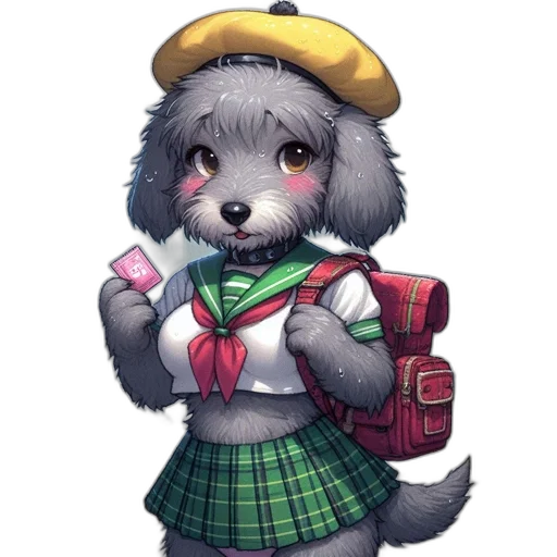 staff, animal, jacket, pixel art, concept art, anime, watercolor, animated transparent PNG cut-out