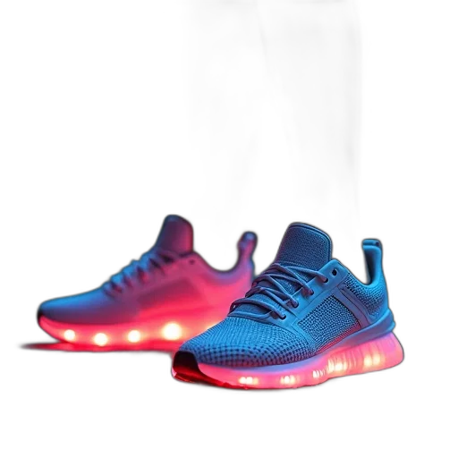shoes, 3d render, vaporwave, concept art, cyberpunk, neon lights, neon, colorful transparent PNG cut-out