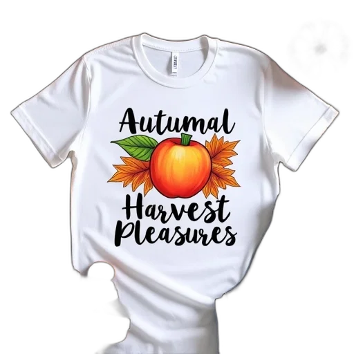 3d render, white, t-shirt, colorful, illustration, peach, phrase, autumnal transparent PNG cut-out