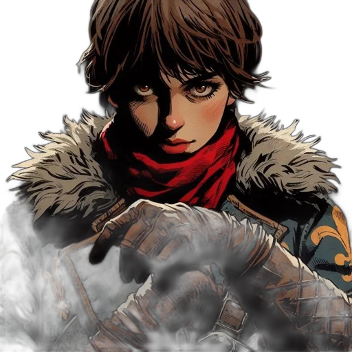 jacket, comic book art, concept art, fantasy art, photorealistic, red, close-up, young transparent PNG cut-out