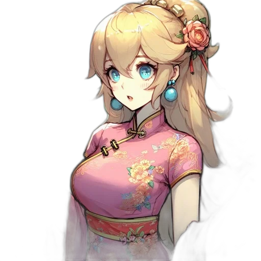 dress, staff, flower, face, concept art, pixel art, fantasy art, anime transparent PNG cut-out