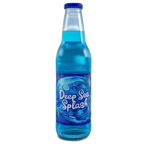 bottle, food, vaporwave, blue, clear, deep, sea, splash transparent PNG cut-out