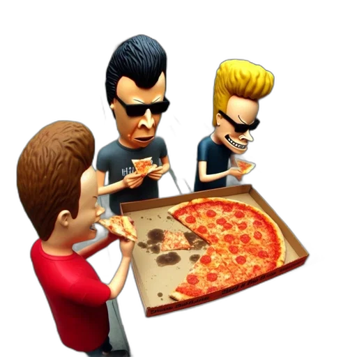 food, 3d render, concept art, pixel art, cartoon, three, characters, beavis transparent PNG cut-out