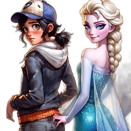 fantasy art, comic book art, concept art, cartoon, snow, underwater, blue, two transparent PNG cut-out