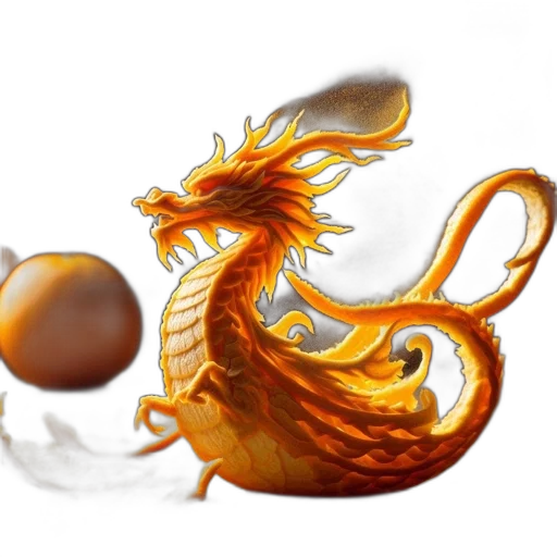 dragon, staff, fantasy art, concept art, photorealistic, 3d render, orange, peel transparent PNG cut-out