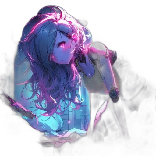 staff, weapon, sword, mask, concept art, vaporwave, fantasy art, anime transparent PNG cut-out
