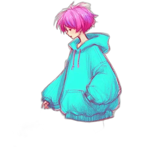jacket, creature, dress, hat, vaporwave, pixel art, watercolor, concept art transparent PNG cut-out