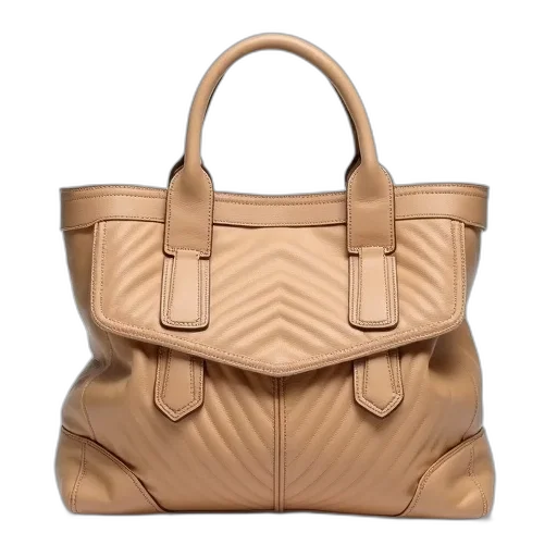3d render, earth tones, beige, leather, handbag, quilted, pattern, visible transparent PNG cut-out