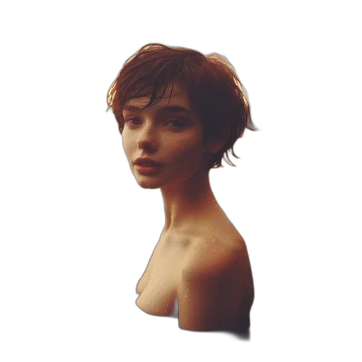 face, hair, dress, creature, photorealistic, pixel art, 3d render, concept art transparent PNG cut-out