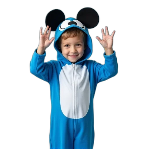 creature, animal, blue, child, wearing, white, mickey, mouse transparent PNG cut-out