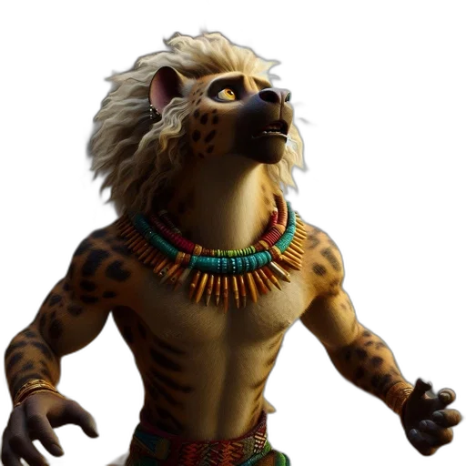 animal, creature, mask, staff, 3d render, concept art, fantasy art, photorealistic transparent PNG cut-out
