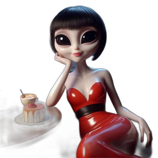 dress, food, jewelry, robot, 3d render, concept art, cartoon, photorealistic transparent PNG cut-out