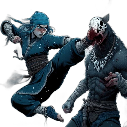 mask, concept art, comic book art, fantasy art, snow, blue, dark, snowy transparent PNG cut-out