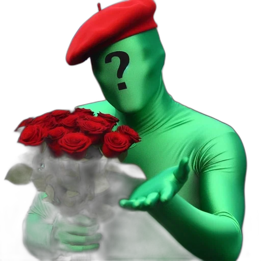 robot, hat, flower, mask, 3d render, concept art, vaporwave, pixel art transparent PNG cut-out