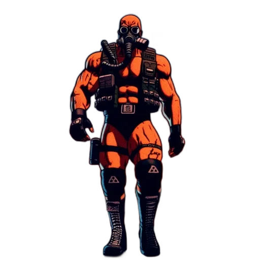 robot, concept art, comic book art, pixel art, 3d render, red, muscular, figure transparent PNG cut-out