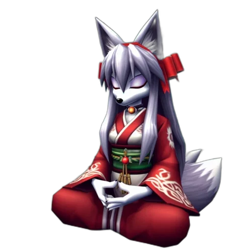 staff, pixel art, fantasy art, anime, concept art, monochrome, meditative, fox transparent PNG cut-out