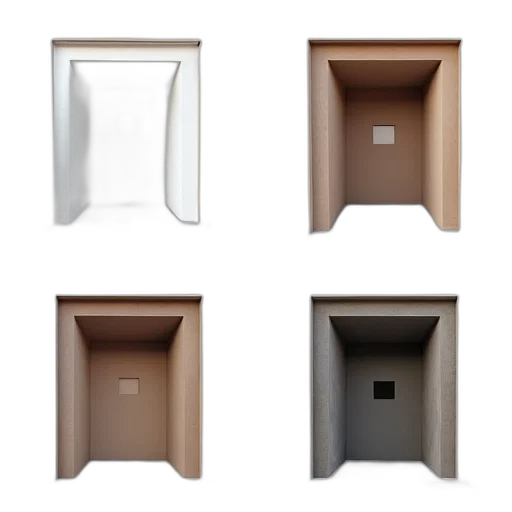 furniture, face, mask, building, 3d render, earth tones, monochrome, dark transparent PNG cut-out
