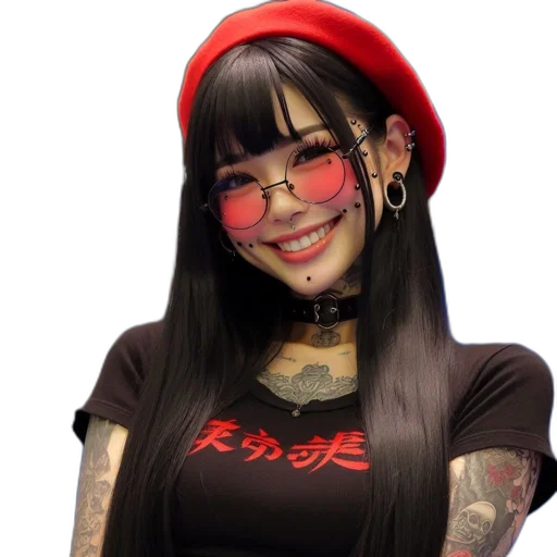 face, staff, anime, photorealistic, cartoon, cyberpunk, red, individual transparent PNG cut-out