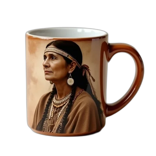 jewelry, face, crown, hat, photorealistic, ceramic, mug, sepia-toned transparent PNG cut-out