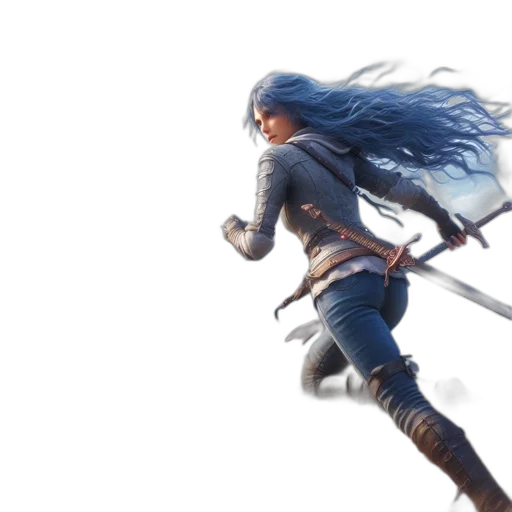 sword, weapon, concept art, fantasy art, 3d render, blue, fantastical, scene transparent PNG cut-out