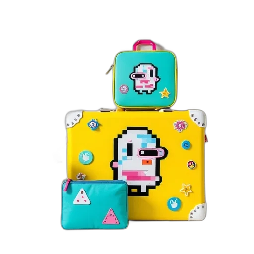 robot, pixel art, vaporwave, concept art, 3d render, pastel, monochrome, collection transparent PNG cut-out