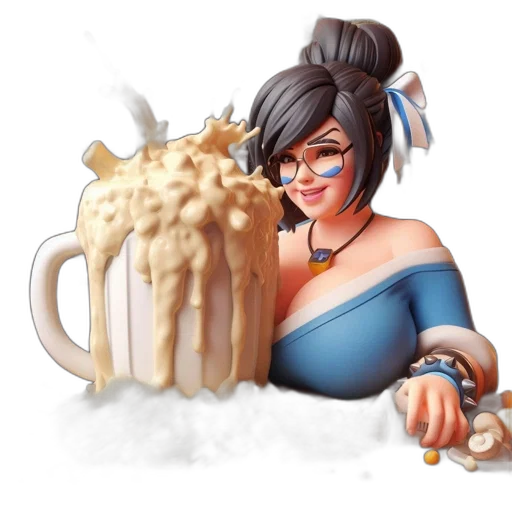 food, staff, concept art, fantasy art, pixel art, 3d render, young, woman transparent PNG cut-out