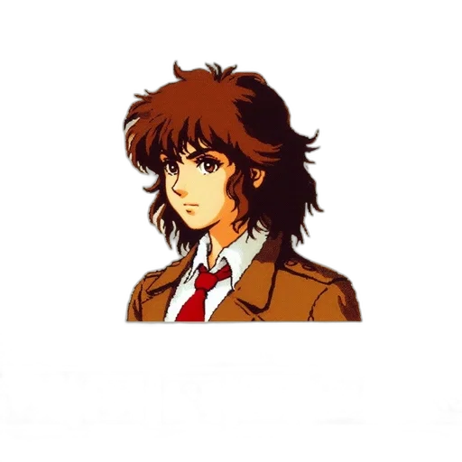 jacket, hair, face, staff, anime, pixel art, cartoon, vaporwave transparent PNG cut-out