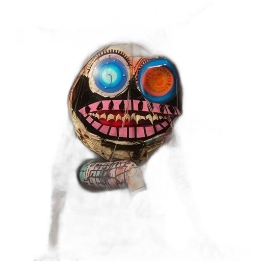 mask, staff, jewelry, robot, 3d render, concept art, artwork, features transparent PNG cut-out