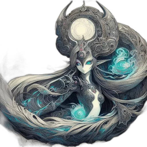 dragon, creature, hair, staff, fantasy art, concept art, watercolor, anime transparent PNG cut-out