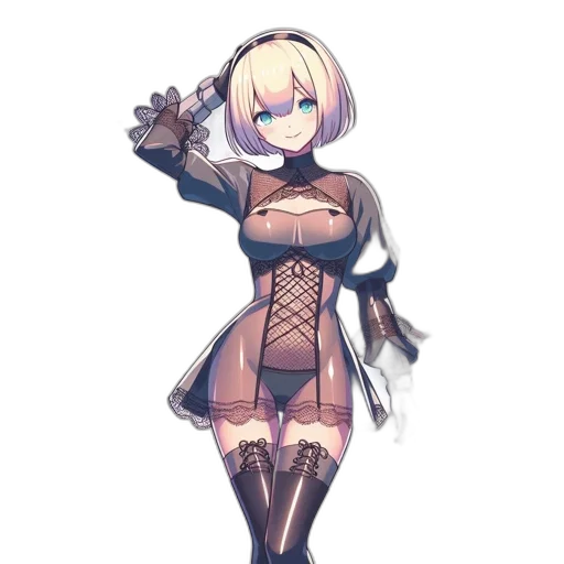 dress, staff, robot, weapon, anime, pixel art, cyberpunk, fantasy art transparent PNG cut-out