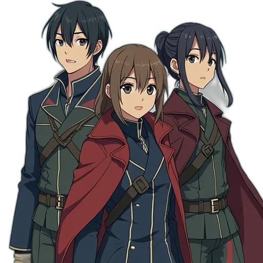 staff, jacket, sword, crown, anime, concept art, pixel art, cartoon transparent PNG cut-out