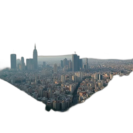 building, 3d render, concept art, photorealistic, cyberpunk, fog, city street, underwater transparent PNG cut-out