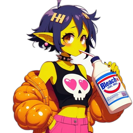 food, bottle, jacket, dress, pixel art, concept art, vaporwave, anime transparent PNG cut-out