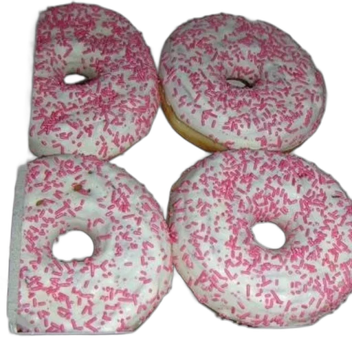 food, 3d render, pastel, box, four, frosted, donuts, pink transparent PNG cut-out