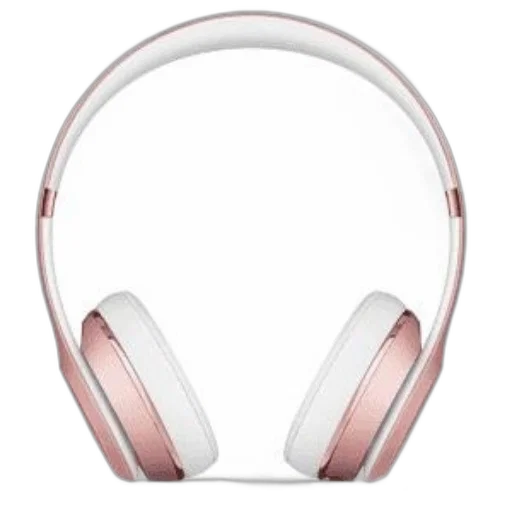 pair, rose, gold, white, beats, solo3, headphones, showcased transparent PNG cut-out