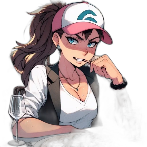 hat, staff, face, pixel art, anime, cartoon, concept art, monochrome transparent PNG cut-out